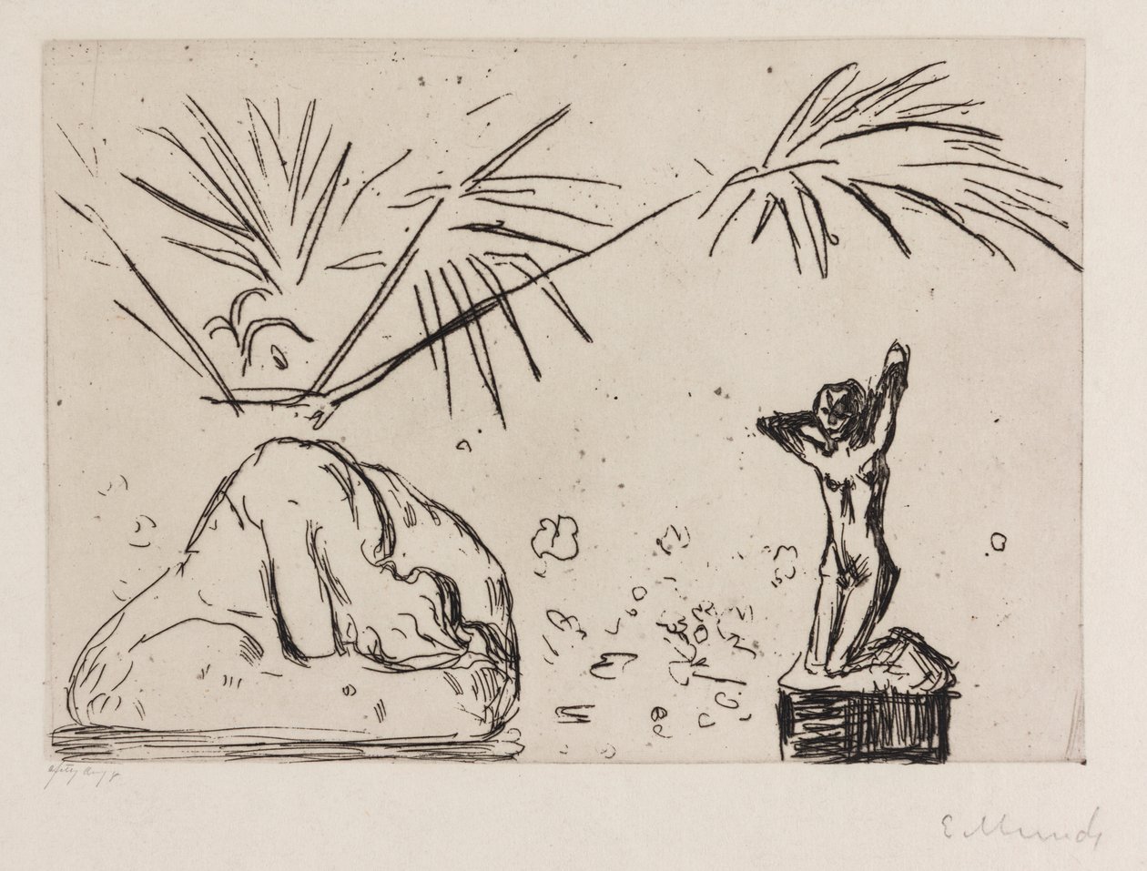 Interiør med skulpurer av Edvard Munch