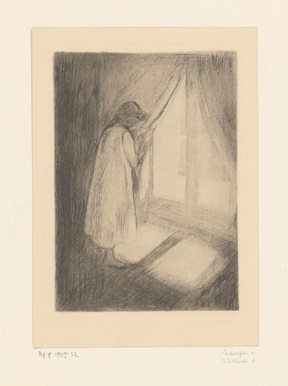 Jente i nattkjole ved et vindu The Girl by the Window (original tittel) av Edvard Munch