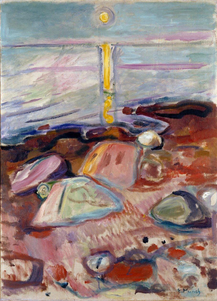 Moonlight on the Beach Painting by Edvard Munch (1863-1944) 1904-1905 Dim. 90x65 cm Oslo, Kommunes Kunstsamlinger av Edvard Munch