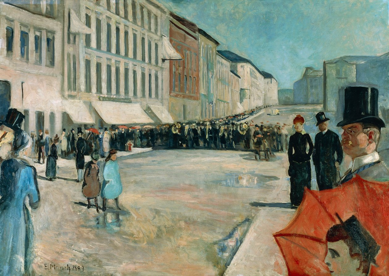 Musikk i Karl Johans gate av Edvard Munch