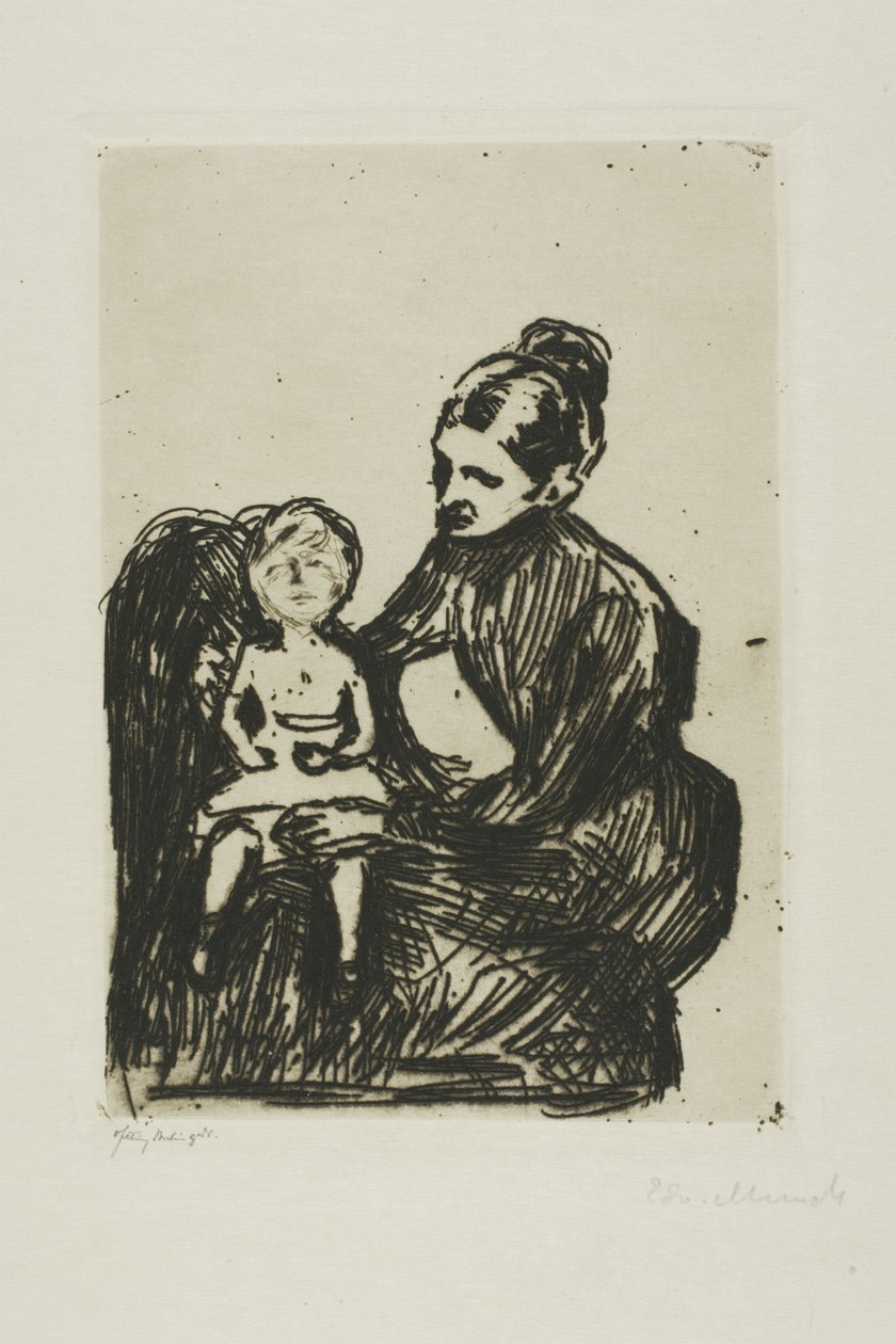 Sykepleier med gutt/moren og det gråtende barnet av Edvard Munch