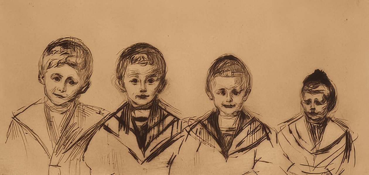 Portrett av de fire lindeguttene. 1902 av Edvard Munch
