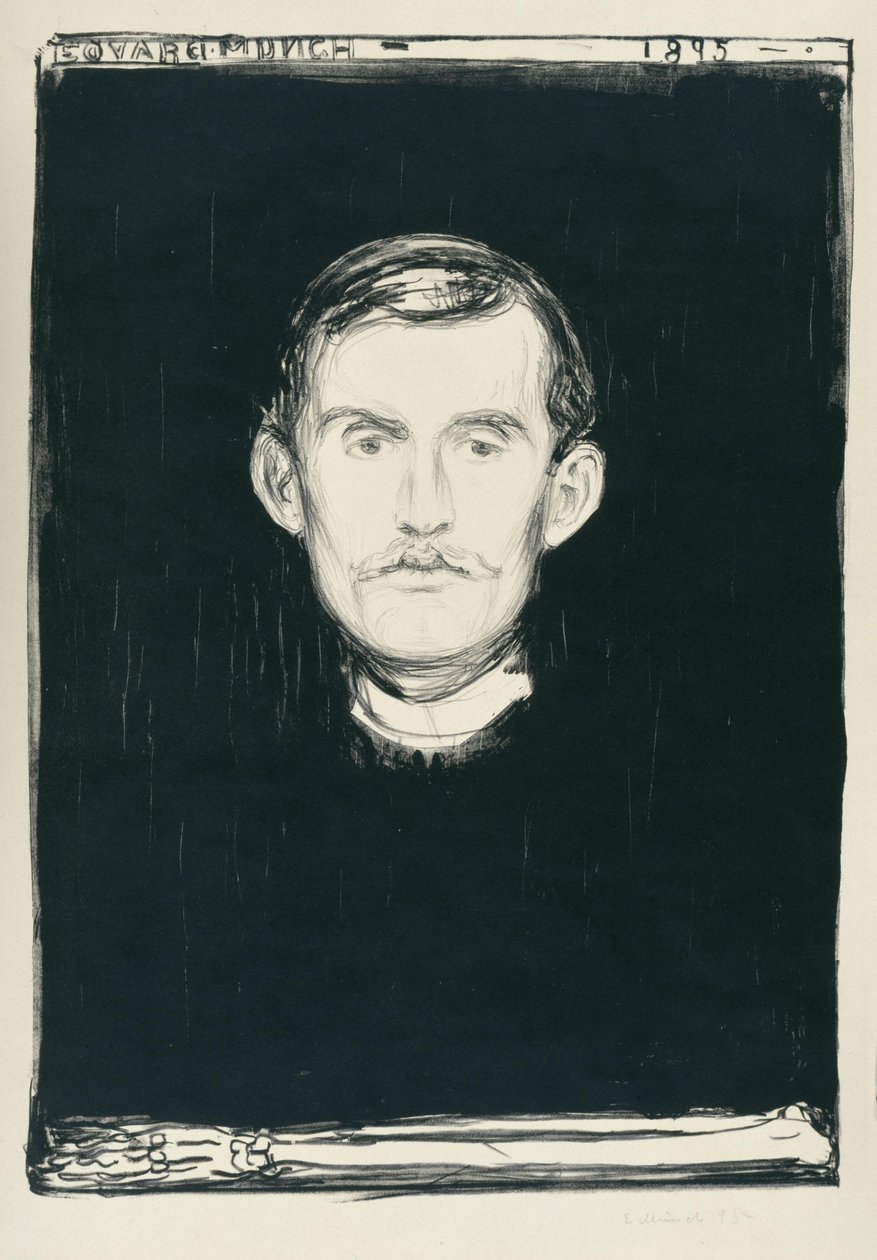 Selvportrett (med skjelettarm) av Edvard Munch