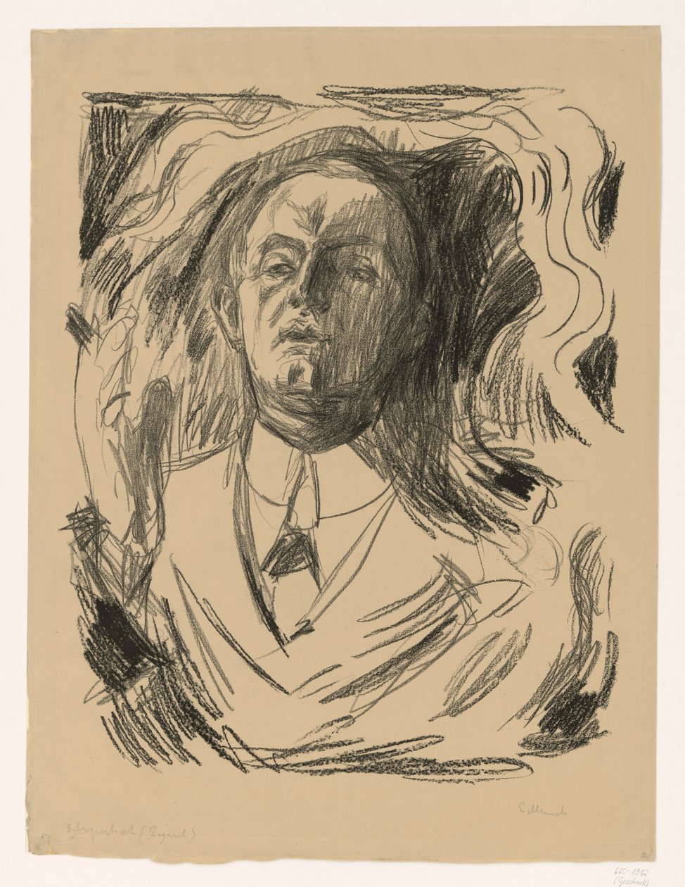 Selvportrett med sigarett av Edvard Munch