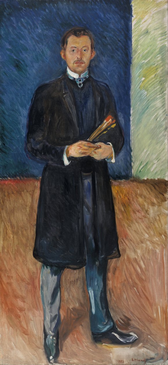 Selvportrett med pensler av Edvard Munch