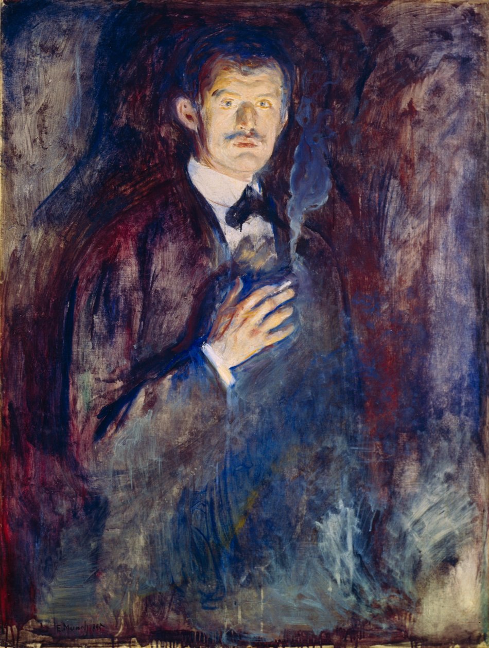 Selvportrett med en sigarett av Edvard Munch