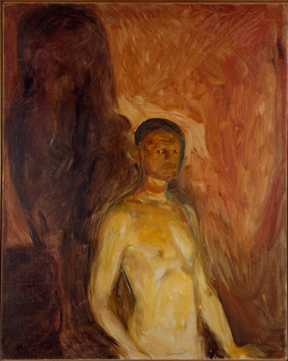Self Portrait in Hell Painting by Edvard Munch (1863-1944) 1895 approx. Sun. 81,5x65,5 cm Oslo, Kommunes Kunstsamlinger Munch-Museet (Musee Munch) av Edvard Munch