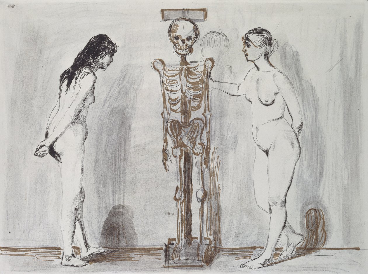 De to jentene og skjelettet (liv og død); De to jomfruene og skjelettet (liv og død) av Edvard Munch