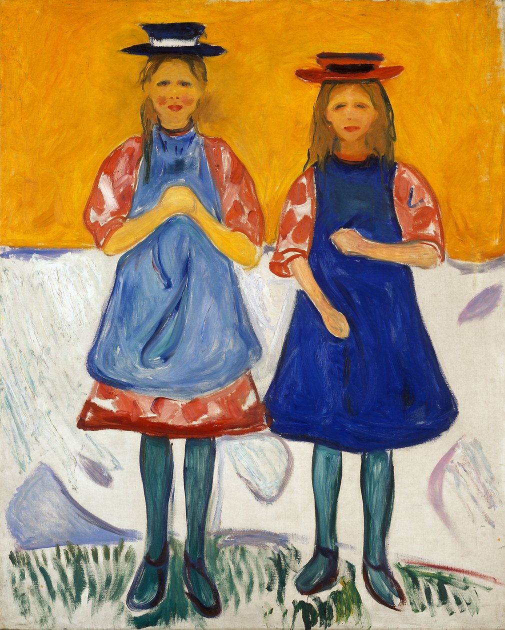 To små jenter med blå forklær av Edvard Munch