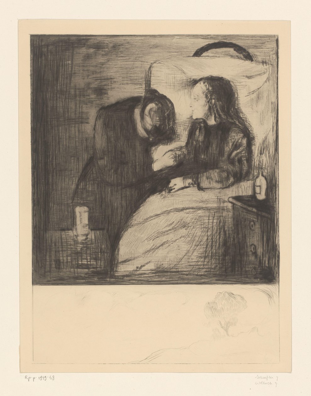 Kvinne ved siden av et sykt barn The Sick Child (original tittel) av Edvard Munch