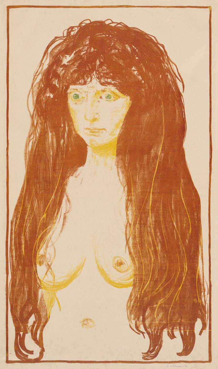 Kvinne med rødt hår og grønne øyne (Synden) av Edvard Munch