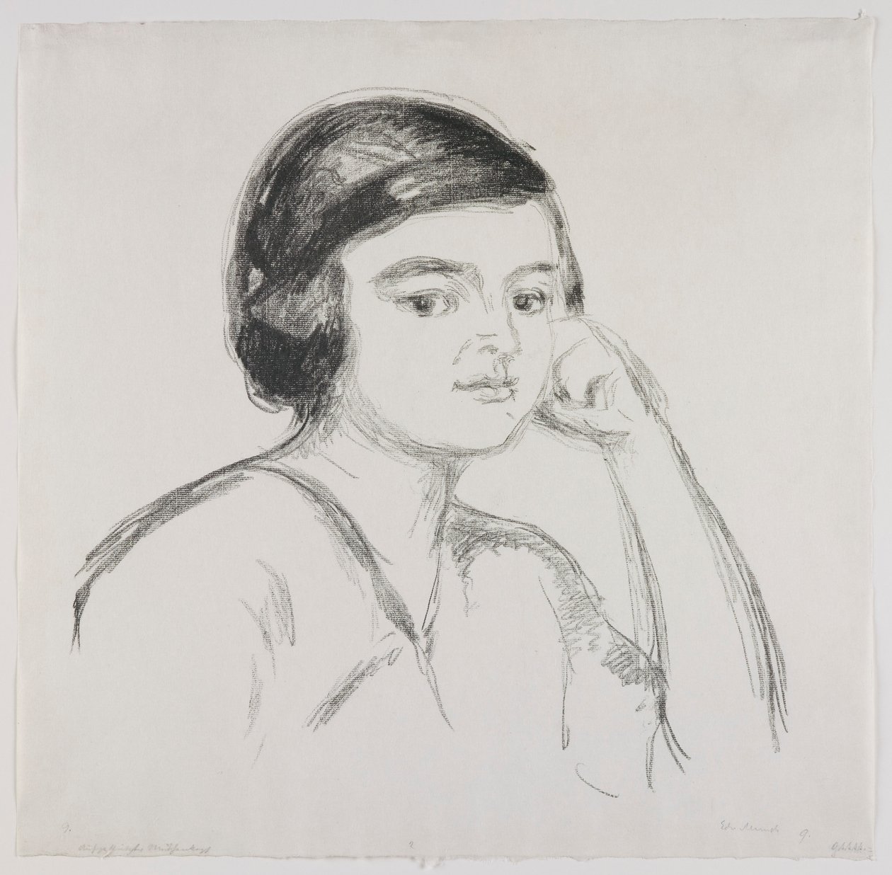Ung kvinne med hånden på kinnet av Edvard Munch