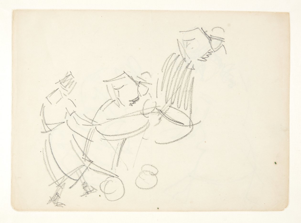 Figurstudie for Langelinie-bildet av Edvard Weie