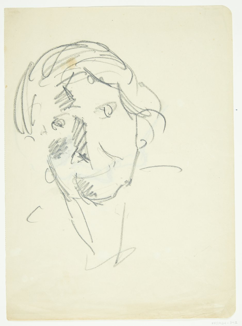 Portrett av kunstnerens kone, maleren Agnes Weie (1878-1964), en face av Edvard Weie