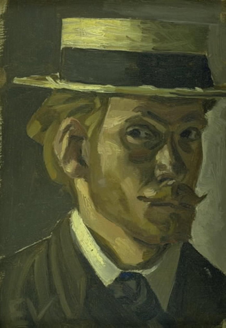 Selvportrett med stråhatt av Edvard Weie
