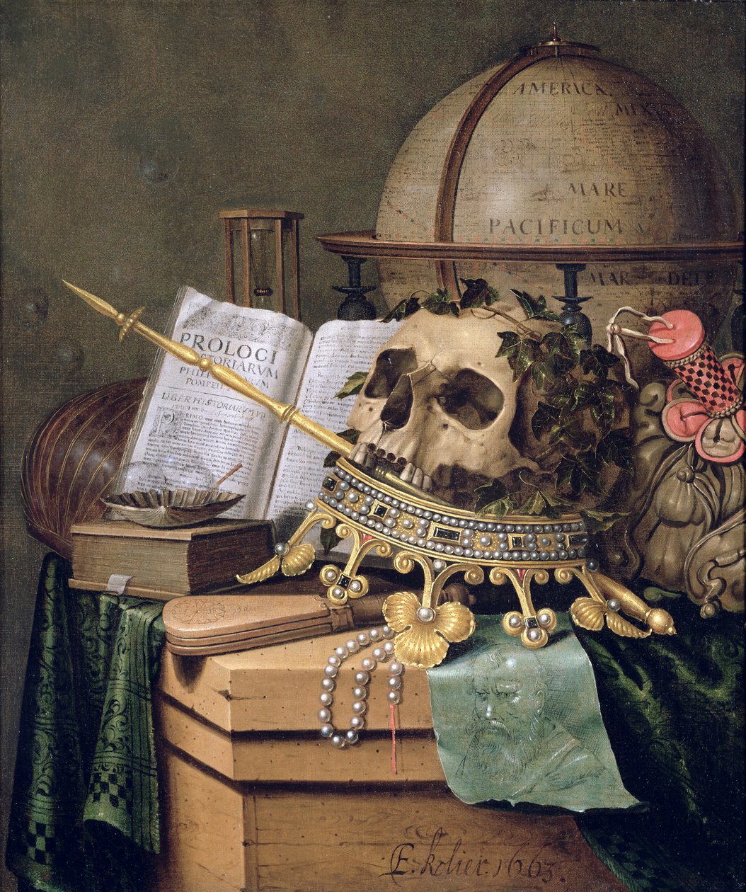 Vanitas, (et allegorisk stilleben) av Edwaert Colyer or Collier
