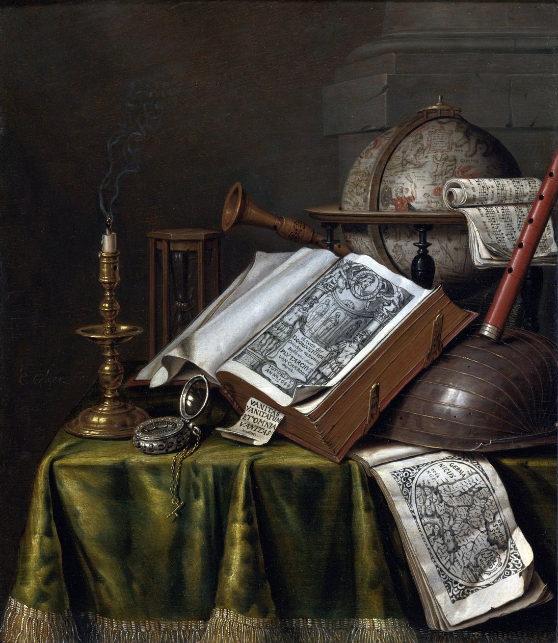Vanitas Still Life av Edwaert Collier (1642-1708), - Olje på tre, 29x25,1 - Privat samling av Edwaert Colyer or Collier