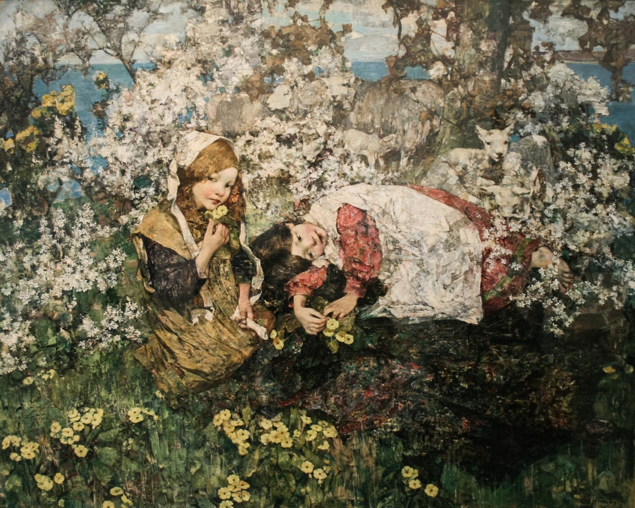 Idyl in SpringnHungarianer: Våridyll av Edward Atkinson Hornel