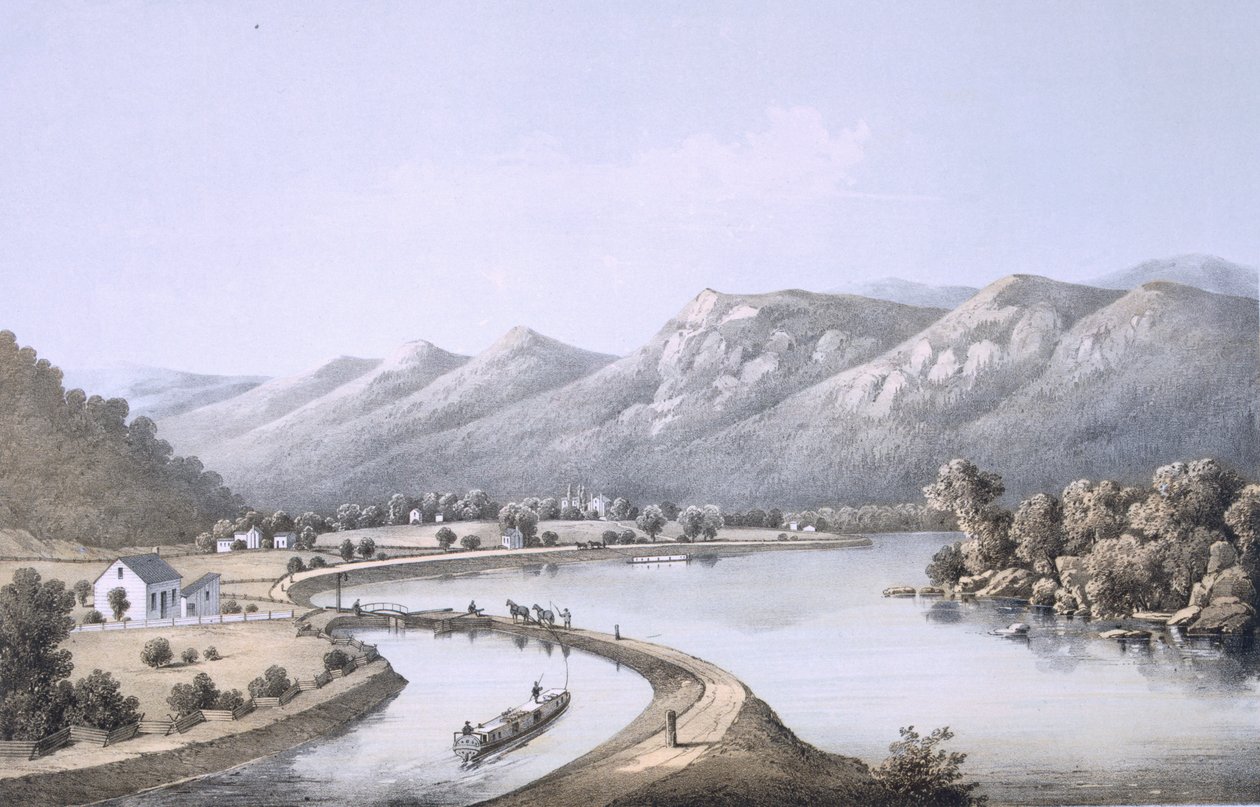 James River Canal nær munningen av North River, Rockbridge County, 1858 av Edward Beyer