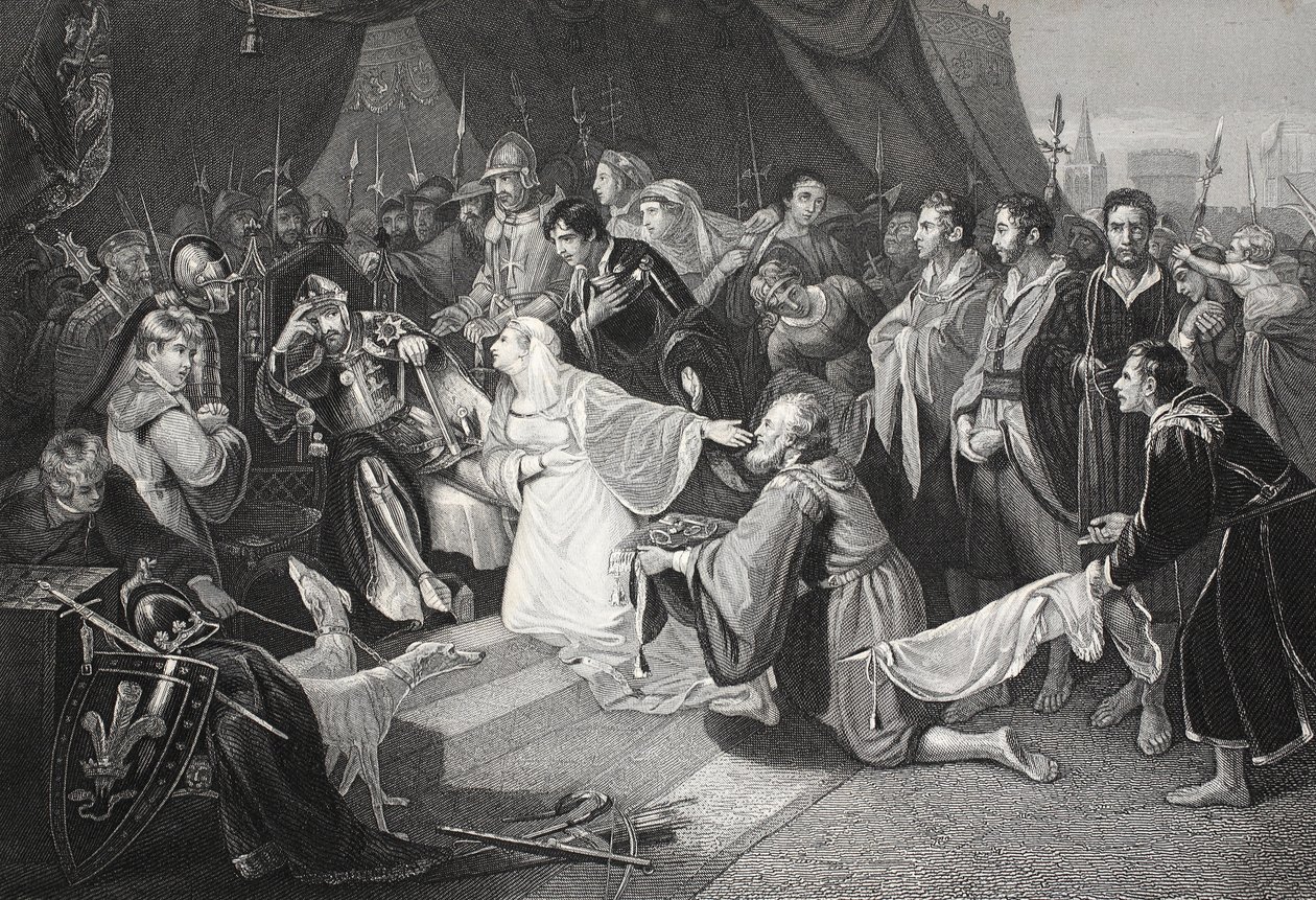 The Surrender of Calais, 4. august 1347, gravert av John Young av Edward Bird