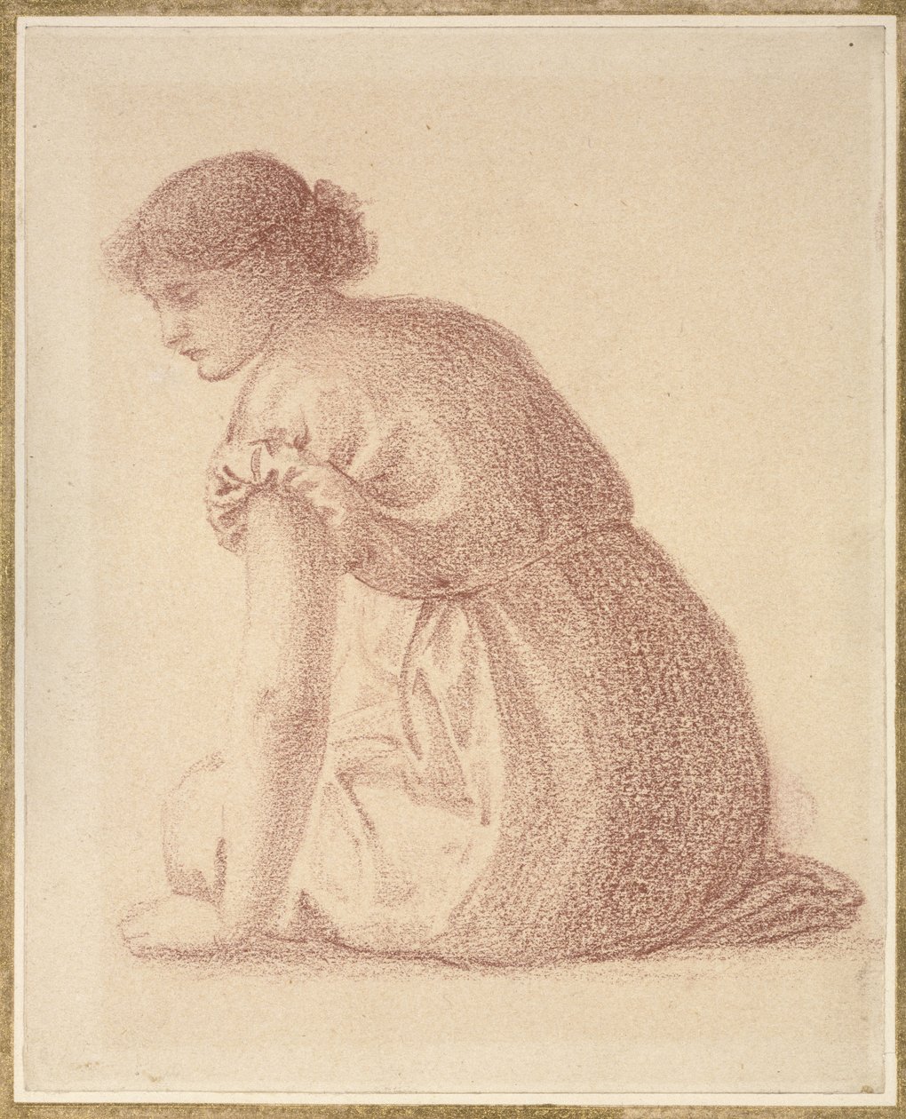 En sittende figur av en kvinne, 1800-tallet (rødt kritt på papir) av Edward Burne Jones