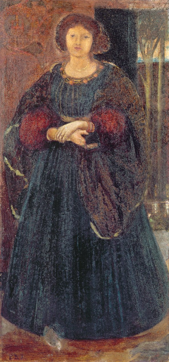 Vakker og blond og farget, 1860 (wc og kroppsfarge på papir) av Edward Burne Jones