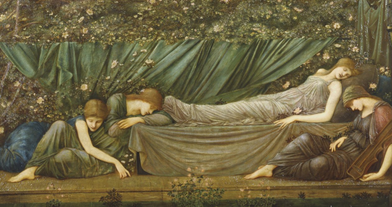 Tornerose, illustrasjon fra 'The Legend of the Briar Rose', 1871-72 av Edward Burne Jones