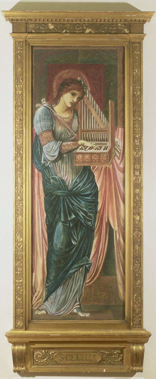 St. Cecilia (tempera på panel) (se også 198348) av Edward Burne Jones