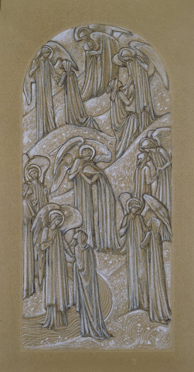 Studie for et glassmaleri (kritt på papir) av Edward Burne Jones
