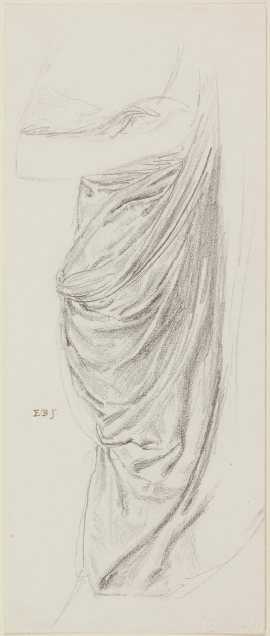 Studie av draperi for Theseus og Ariadne (blekk og blyant på papir) av Edward Burne Jones