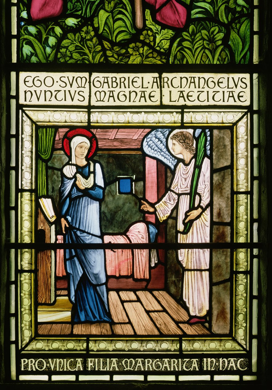 Bebudelsen (farget glass) av Edward Burne Jones