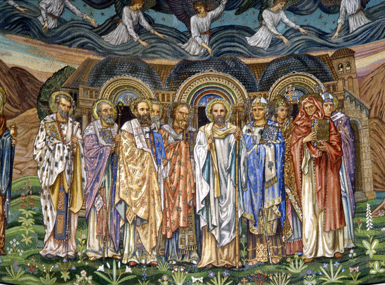 The Five Fathers of the Eastern Church with the Five Fathers of the Western Church, 1880-90-tallet (mosaikk) av Edward Burne Jones