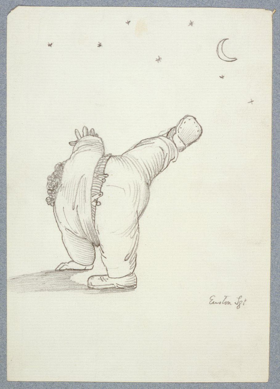 William Morris (1834-96) Performing a Cartwheel, sett bakfra av Moon and Star Light, fra et album med tegninger av Edward Burne Jones