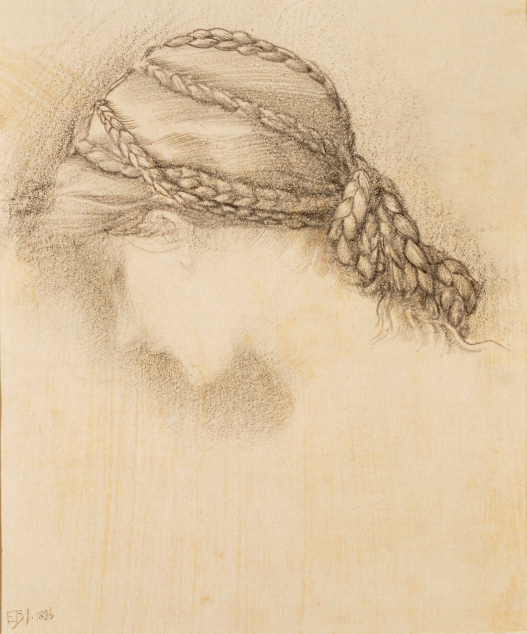 Kvinnehode, detalj fra en skissebok, 1886 av Edward Burne Jones