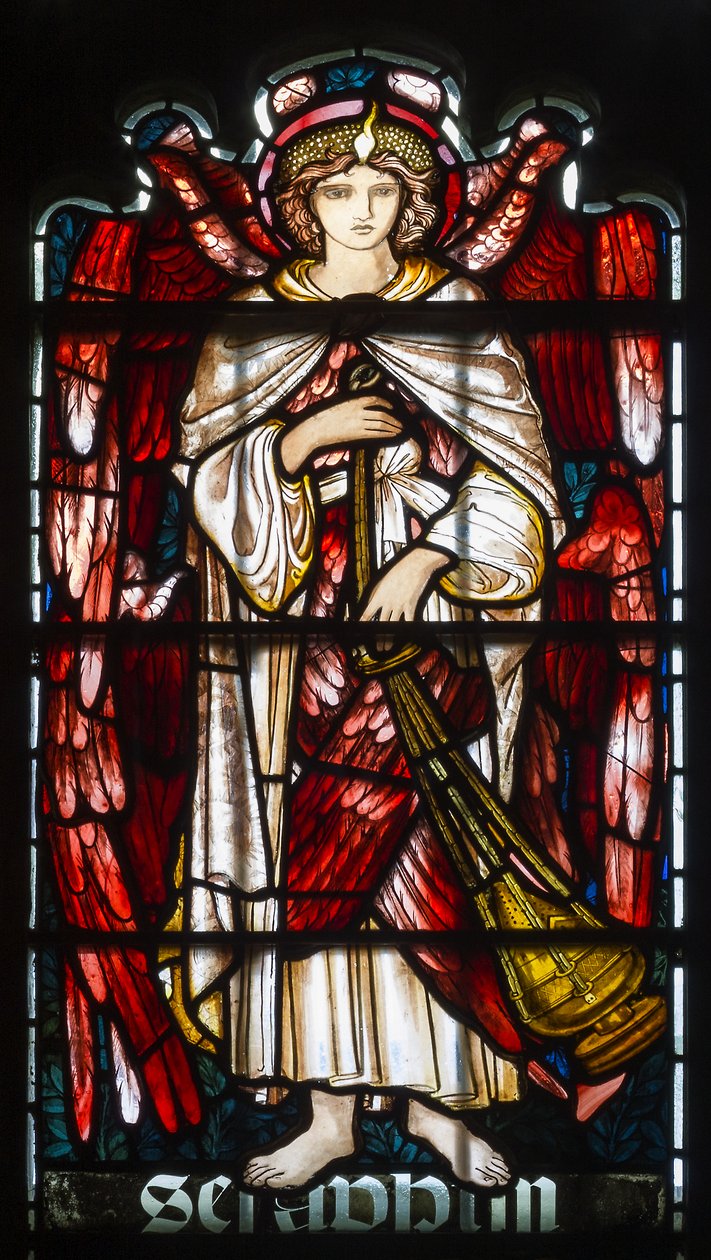 Cambridge, Jesus College Chapel, Morris & Co., Edward Burne-Jones, Seraphim, 1873 av Edward Burne Jones