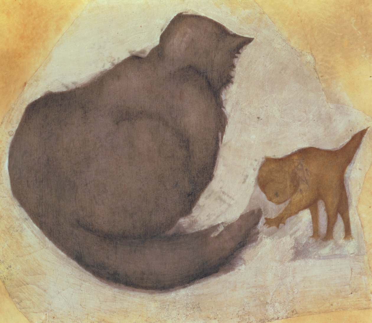 Katt og kattunge (wc på gips) av Edward Burne Jones