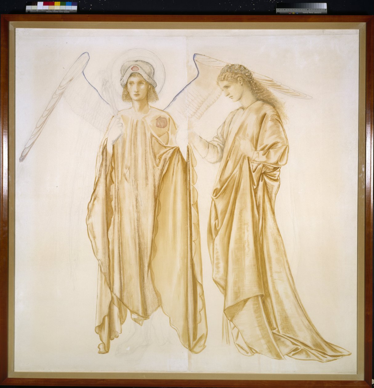 Elsker å bringe Alcestis tilbake fra graven, 1863 (akvarell, kroppsfarge, svart og farget kritt på papir) av Edward Burne Jones