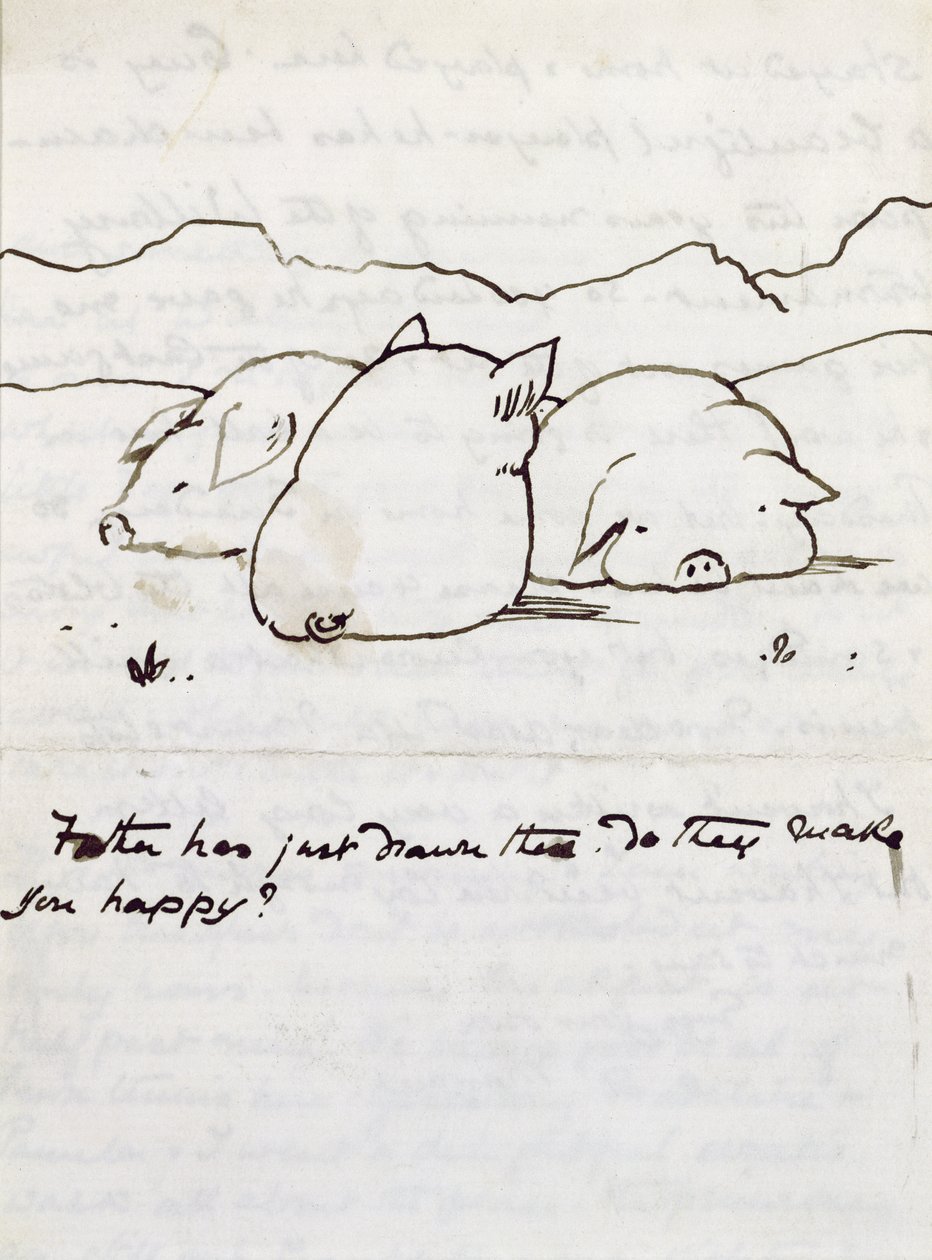 Three Little Piggies (blekk på papir) av Edward Burne Jones