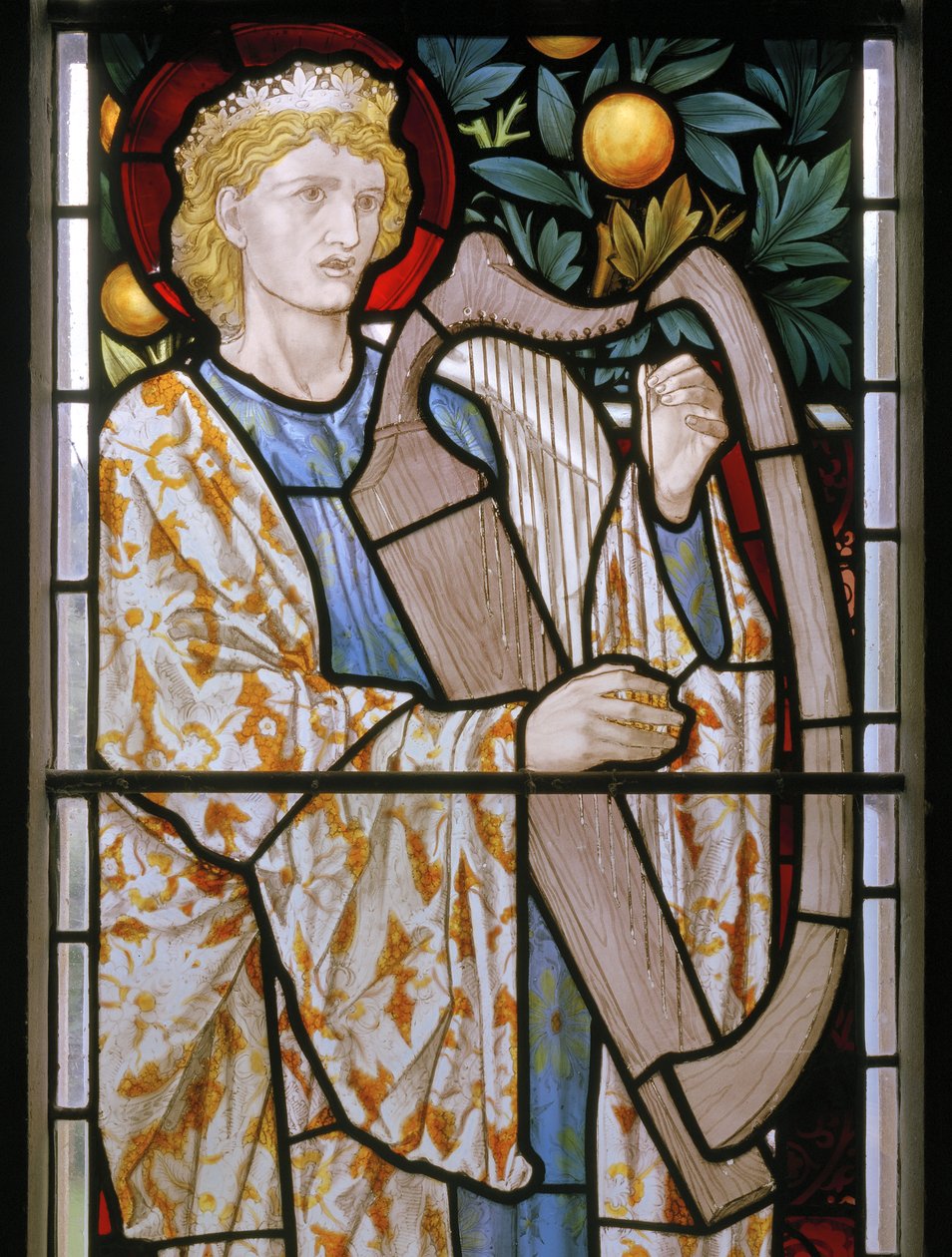 Waterford, St Michael & All Angels, Morris & Co., Edward Burne-Jones, King David Harping, 1872 av Edward Burne Jones