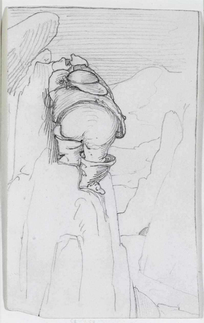 William Morris klatrer et fjell på Island, ca. 1871 av Edward Burne Jones