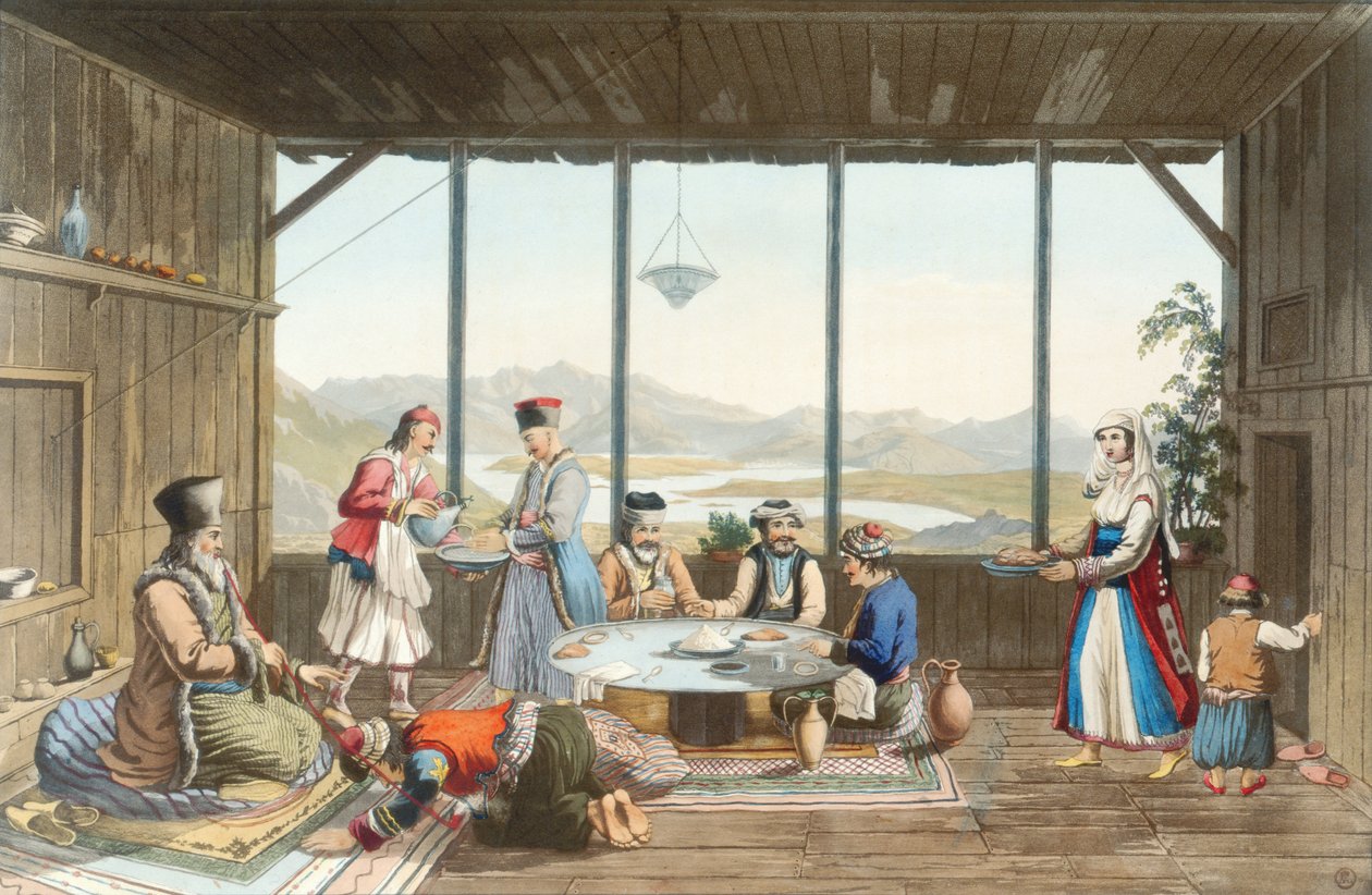 Middag holdt i Delphi til ære for maleren av den eldste i landsbyen Chryso, plate 10 fra del 2 av 