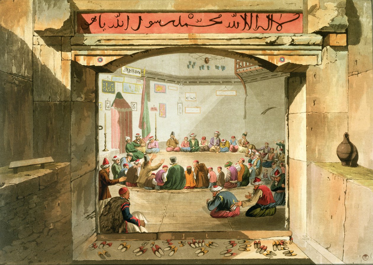 Inngangen til Vindenes tårn, Athen, fra "Views in Greece", pub. 1821 (akvatint) av Edward Dodwell