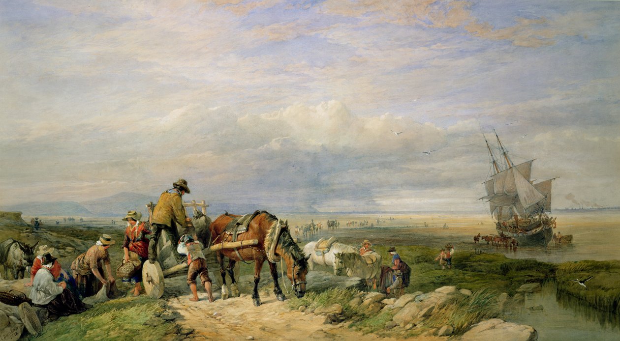 Cockle Gatherers, Llanrhidian Sands, West Glamorgan, på Gower-halvøya av Edward Duncan