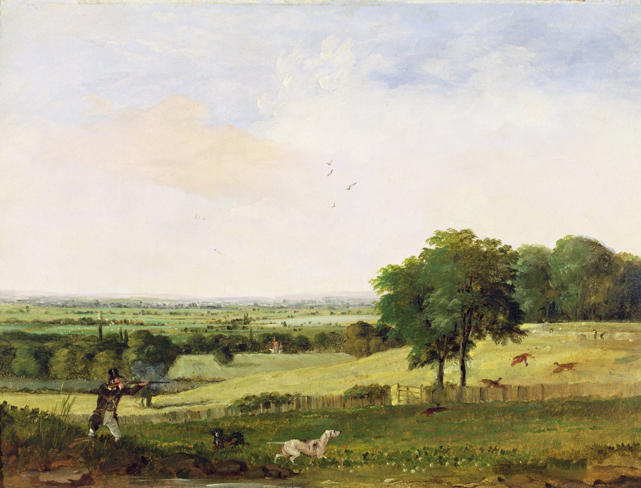 Rapphøneskyting (olje på kvernbrett) av Edward Duncan