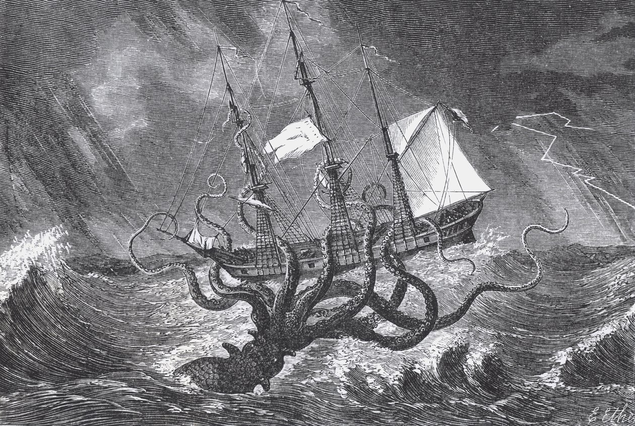 Kraken, sett av fantasiens øye, illustrasjon fra John Gibsons 
