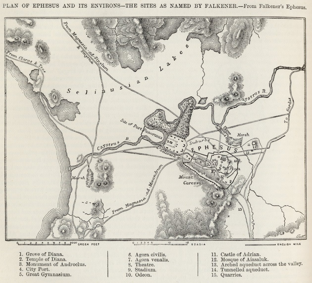Plan of Efesos og dens omgivelser, fra 