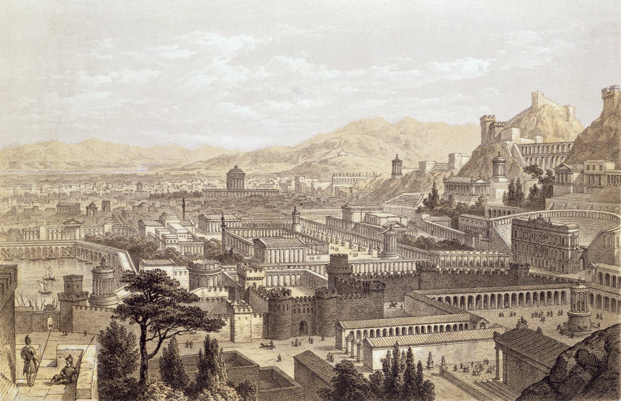 Byen Efesos fra Mount Coressus, gravert av T. Picken, 1859 av Edward Falkener