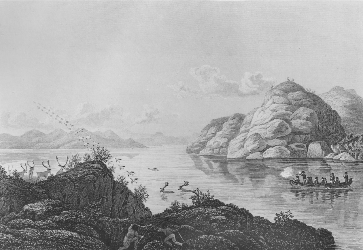 Franklins ekspedisjon på jakt på Marten Lake, 1820 av Edward Francis Finden