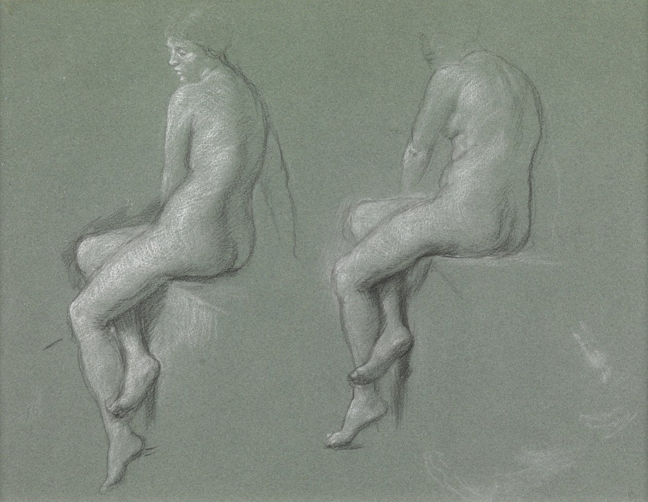 Studier av naken (blyant og kritt på papir) av Edward John Poynter