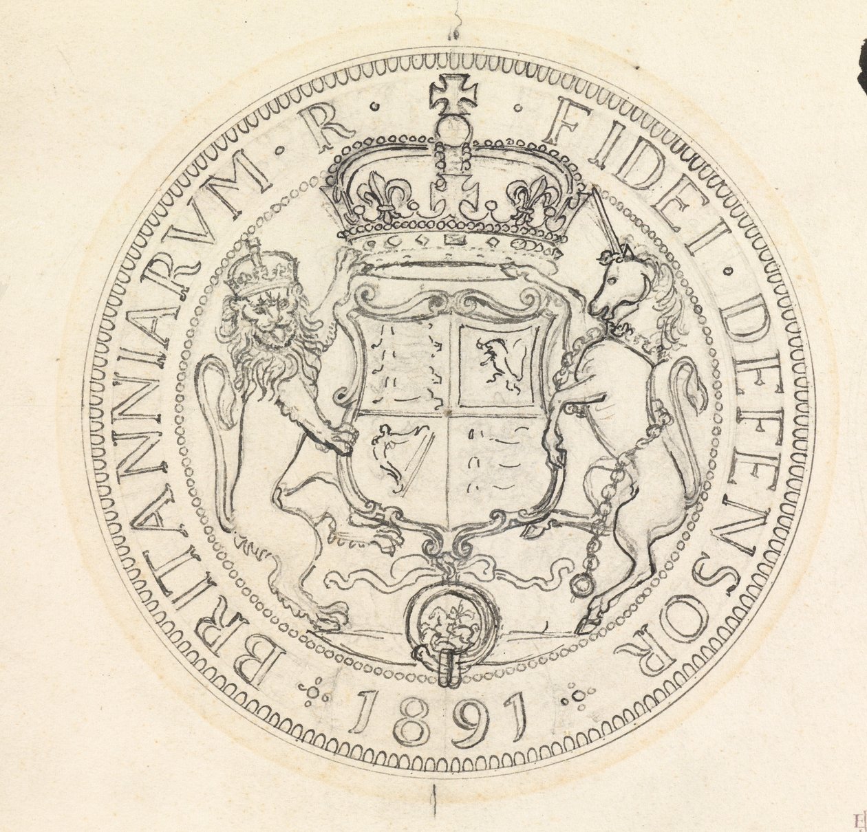 To designskisser for Florin og Shilling, 1891 av Edward John Poynter